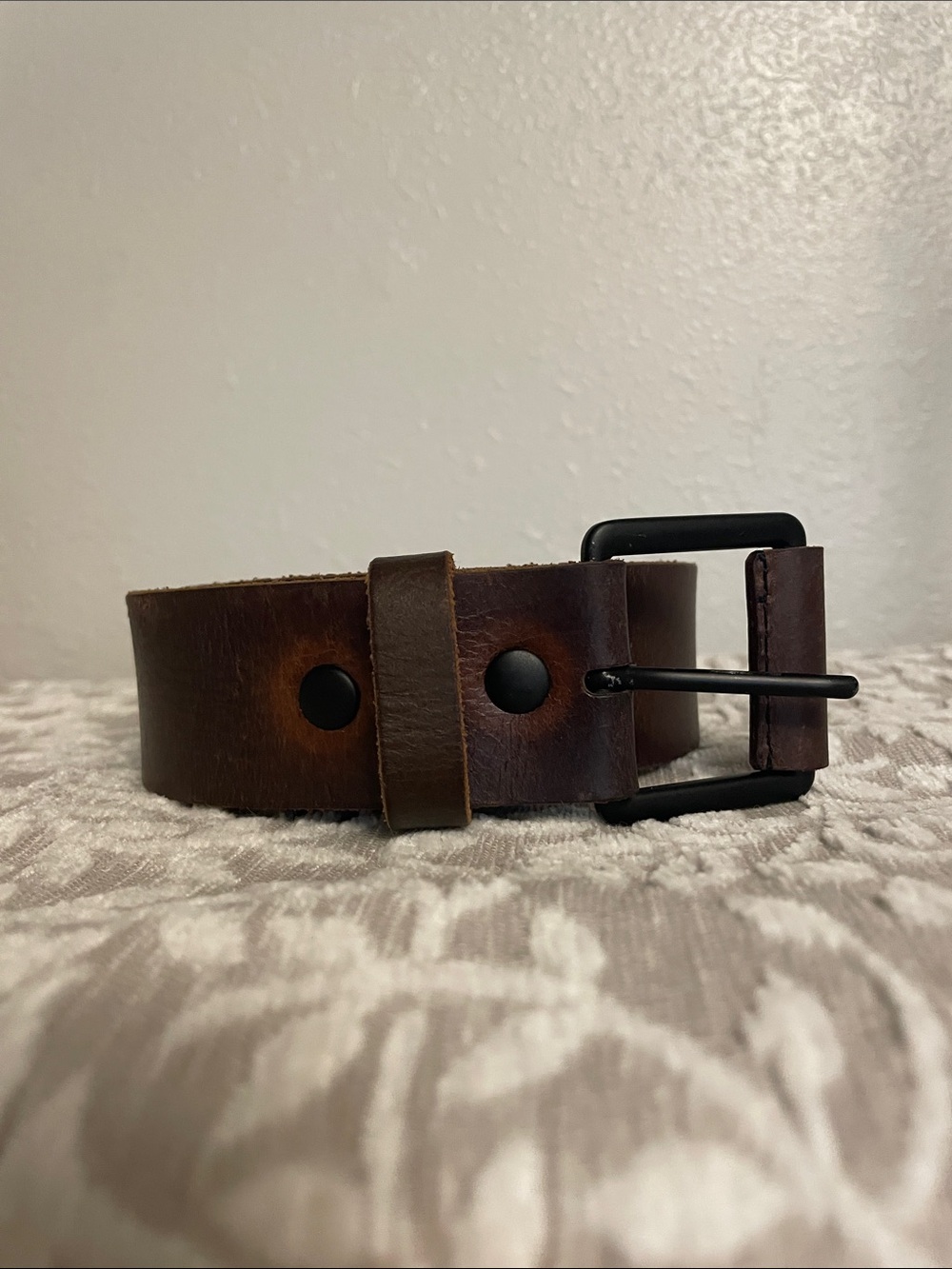 American Eagle Outfitters Dark Brown Leather Belt with Black Buckle